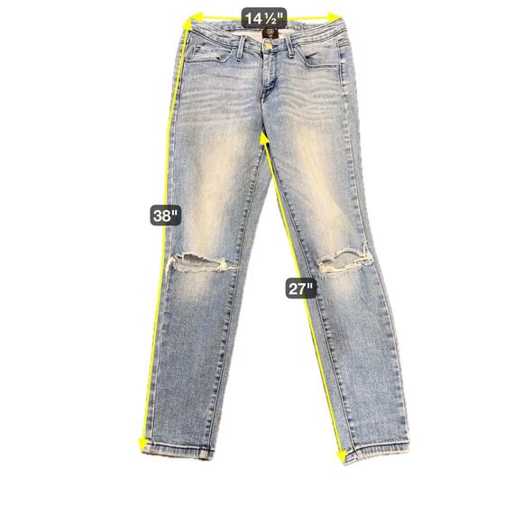 Mossimo Womens Size 8 R Mid Rise Distressed Power Stretch Jeans Jeggings - Picture 2 of 16